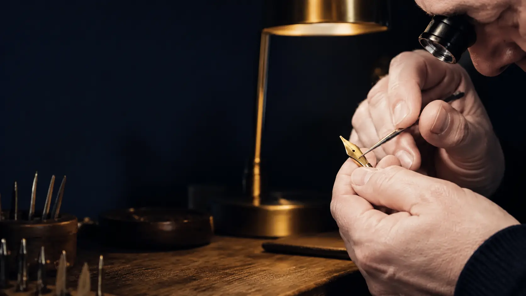 A fountain pen being crafted with precision